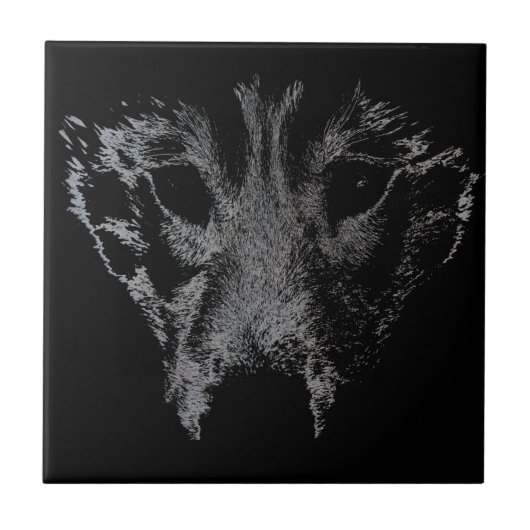 ウルフセラミックのタイルのハスキーのスリングドッグデコール タイル (正面)