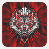 ウルフタトゥースタイルハイダアートスクエアスティッカーズ光沢 スクエアシール (正面)