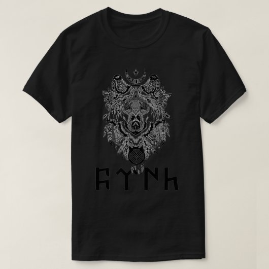 ウルフターク旧碑文天霧古代チュルク語 Tシャツ (デザイン正面)