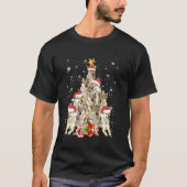 ウルフツリークリスマスセータークリスマスペットアニマルウルフ Tシャツ (正面)