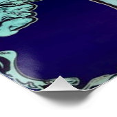 ウルフデザイン光沢アートポスターブルーパープル ポスター (コーナー)