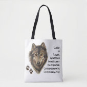 ウルフトーテム、アニマルガイドグレイ感動的ウルフ トートバッグ (正面)
