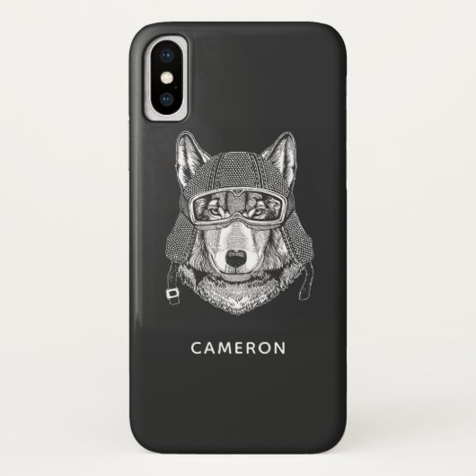 ウルフドッグバイクライダー |名前の追加 Case-Mate iPhoneケース (裏面)