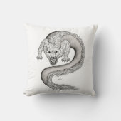 ウルフドラゴンブラックアンドホワイトデザイン クッション (正面)