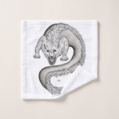 ウルフドラゴンブラックアンドホワイトデザイン バスタオルセット (ウォッシュタオル)