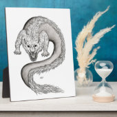 ウルフドラゴンブラックアンドホワイトデザイン フォトプラーク (側面)