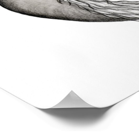 ウルフドラゴンブラックアンドホワイトデザイン ポスター (角)