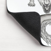 ウルフドラゴンブラックアンドホワイトデザイン マウスパッド (コーナー)