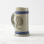 ウルフドラゴン白黒デザイン ビールジョッキ (正面左)