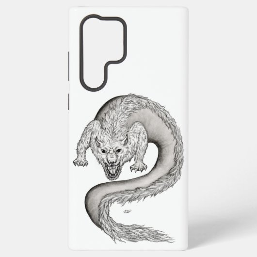 ウルフドラゴン白黒デザイン SAMSUNG GALAXYケース (裏面)