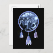 ウルフドリームキャッチャームーン先住民アメリカンウルブ ポストカード (正面/裏面)