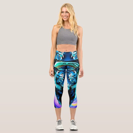 ウルフドリームキャッチャー電気ブルーカプリレギンス カプリレギンス (正面)