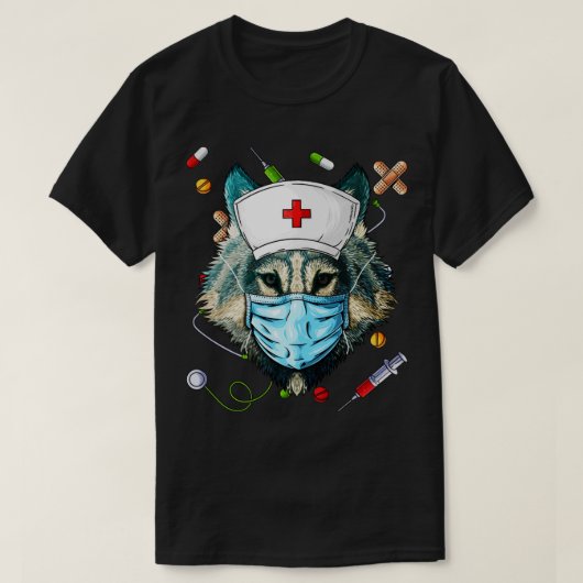 ウルフナースRN おもしろい ER看護学校卒業 Tシャツ (デザイン正面)