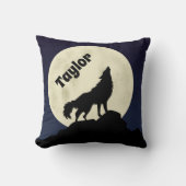 ウルフハウリングアットザムーンイラストレーション パーソナライズされた クッション (正面)