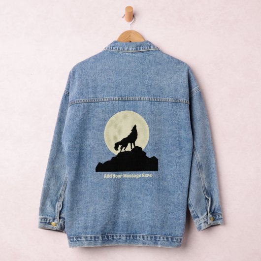 ウルフハウリングアットザムーンイラストレーション パーソナライズされた デニムジャケット (ハンガー)