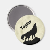 ウルフハウリングアットザムーンイラストレーション パーソナライズされた マグネット (正面/裏面)