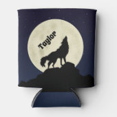 ウルフハウリングアットザムーンイラストレーション パーソナライズされた 缶クーラー (正面)