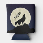 ウルフハウリングアットザムーンイラストレーション パーソナライズされた 缶クーラー (裏面)