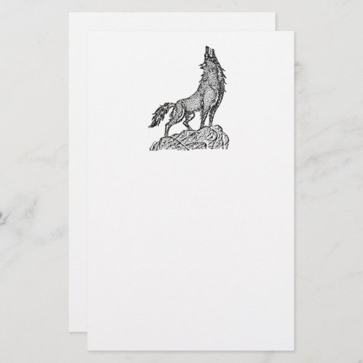 ウルフハウリングアットザムーンシルエットスケッチ 便箋 (正面/裏面)