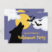 ウルフハウリングアットムーンハローウィンパーティ招待状 招待状 (正面/裏面)