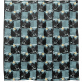 ウルフハウリングアットムーンパターンデザイン シャワーカーテン (正面)