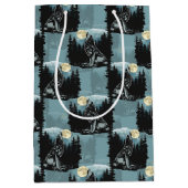 ウルフハウリングアットムーンパターンデザイン ミディアムペーパーバッグ (正面)