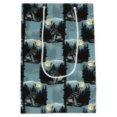 ウルフハウリングアットムーンパターンデザイン ミディアムペーパーバッグ (裏面)