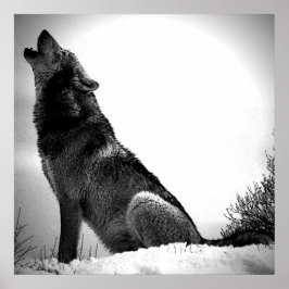 ウルフハウリングアットムーンポスタープリント- Wolf Posts ポスター