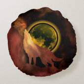 ウルフハウリングイン宇宙ムーン銀河系 ラウンドクッション (裏面)
