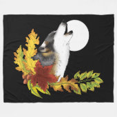 ウルフハウリングムーン フリースブランケット (正面(横))