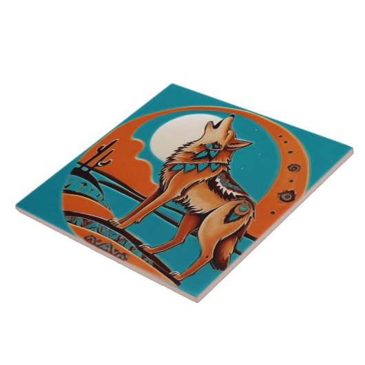 ウルフハウルサウスウエストサウスウエストオレンジターコイズ タイル (側面)