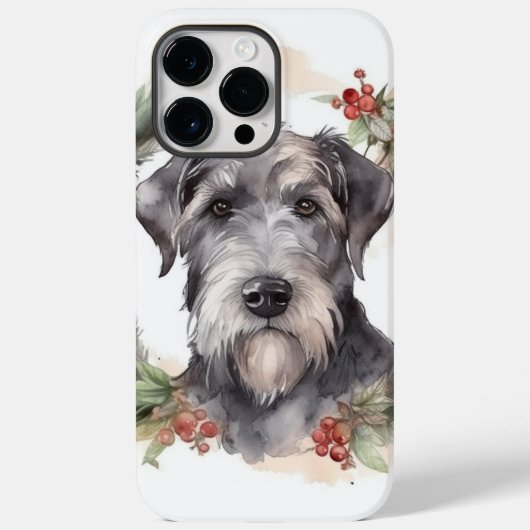 ウルフハウンドのクリスマスリース  お祭り気分な愛犬 Case-Mate iPhoneケース (裏面)