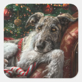 ウルフハウンドのクリスマス スクエアシール (正面)