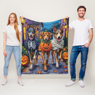  ウルフハウンドのハロウィンコスチューム フリースブランケット
