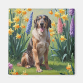 ウルフハウンドの春の花の絵 マグネット (正面)