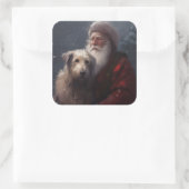 ウルフハウンドウィズサンタクロースフェスティバルクリスマス スクエアシール (バッグ)