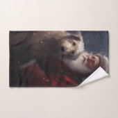 ウルフハウンドウィズサンタクロースフェスティバルクリスマス バスタオルセット (ハンドタオル)