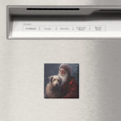 ウルフハウンドウィズサンタクロースフェスティバルクリスマス マグネット (インサイチュ (食洗機))