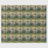 ウルフハウンドッグ絵を描春の花 ラッピングペーパー (フラット)