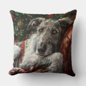 ウルフハウンドドッグクリスマスフェスティバル クッション (正面)