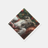 ウルフハウンドドッグクリスマスフェスティバル スタンダードカクテルナプキン (角)