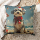 ウルフハウンドドッグクリスマスヴィンテージビーチ クッション (ブランケット)