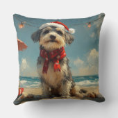 ウルフハウンドドッグクリスマスヴィンテージビーチ クッション (裏面)