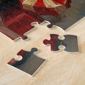 ウルフハウンドドッグクリスマスヴィンテージビーチ ジグソーパズル (側面)