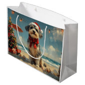 ウルフハウンドドッグクリスマスヴィンテージビーチ ラージペーパーバッグ (裏面アングル)