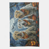 ウルフハウンドハロウィン不気味 キッチンタオル (縦)