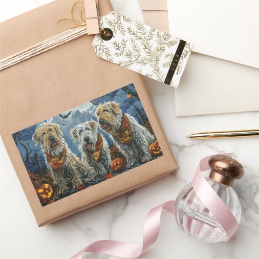 ウルフハウンドハロウィン不気味 長方形シール (ギフト)