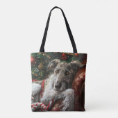 ウルフハウンド犬のクリスマス トートバッグ (裏面)