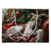 ウルフハウンド犬のクリスマス ラージペーパーバッグ (裏面)