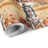 ウルフハウンド紅葉感謝祭アート ラッピングペーパー (ロールコーナー)